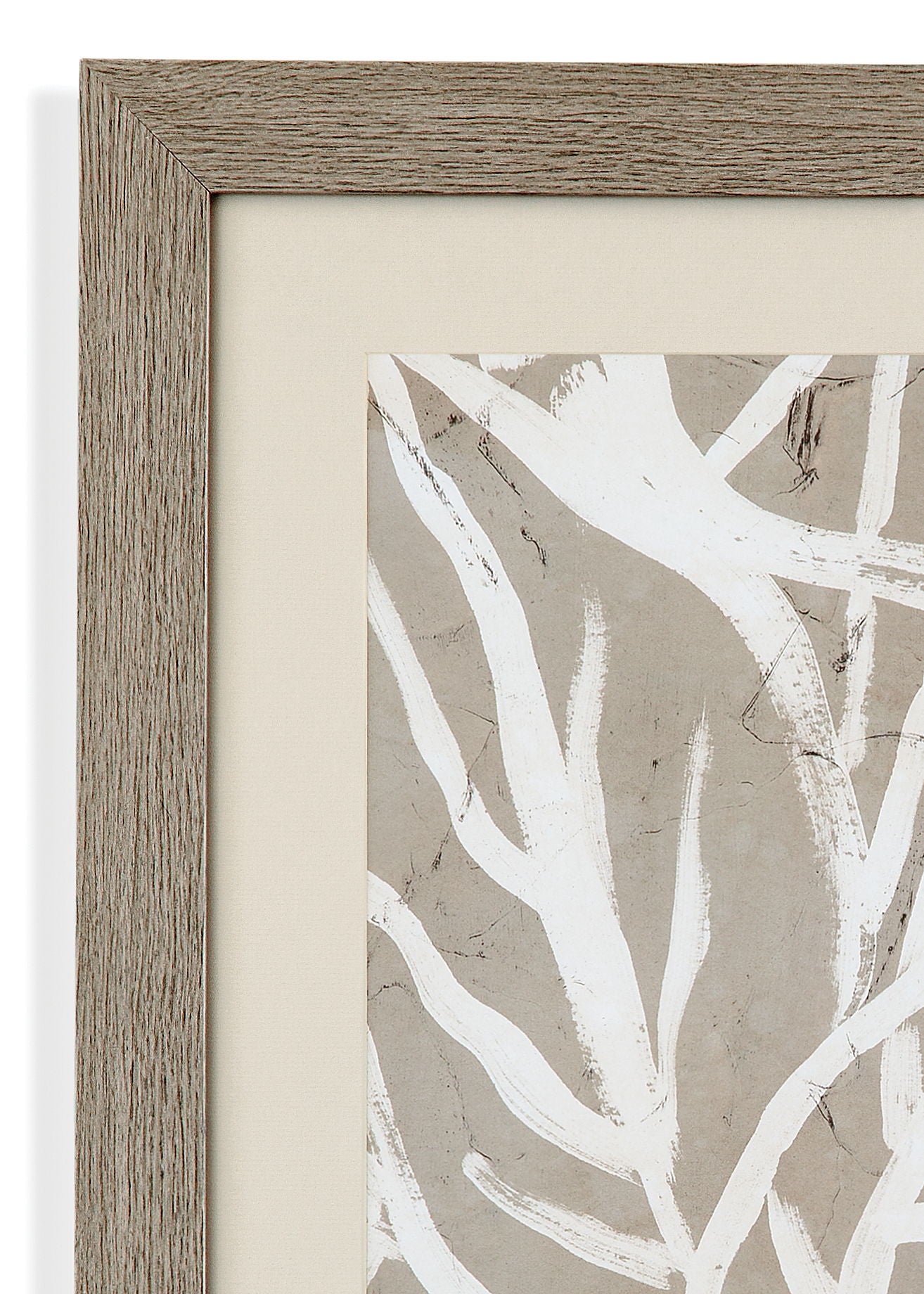 Mudcloth Foliage I Framed Print - Light Brown / Beige