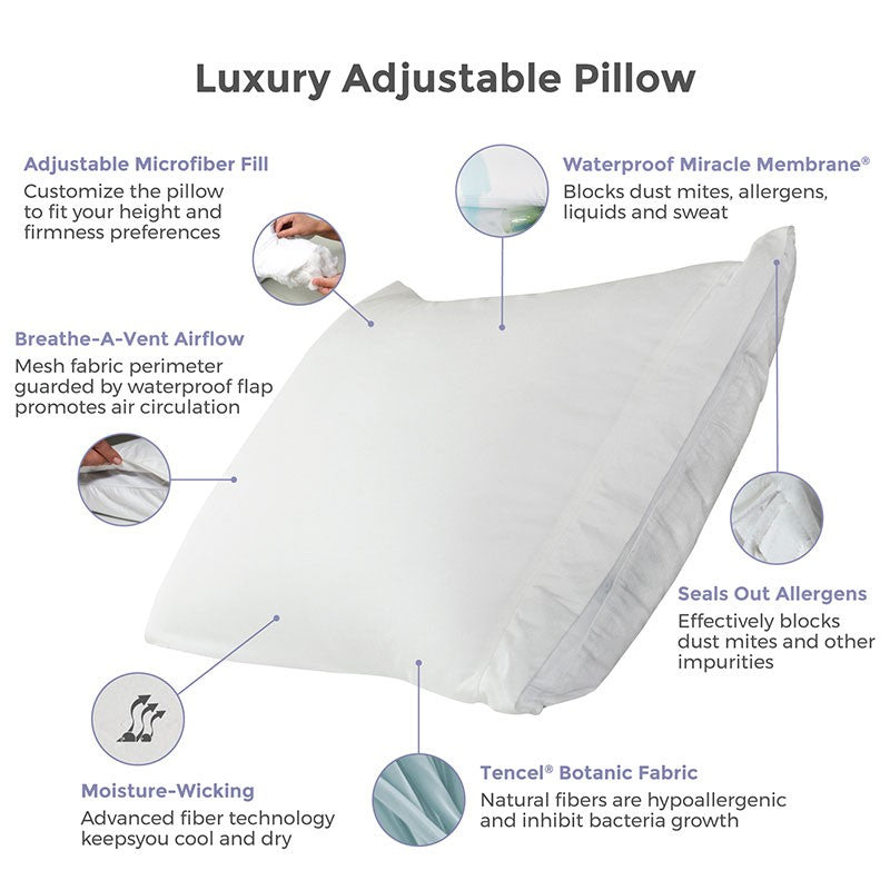 Adjustable Fill Luxury Waterproof Tencel® Lyocell Pillow